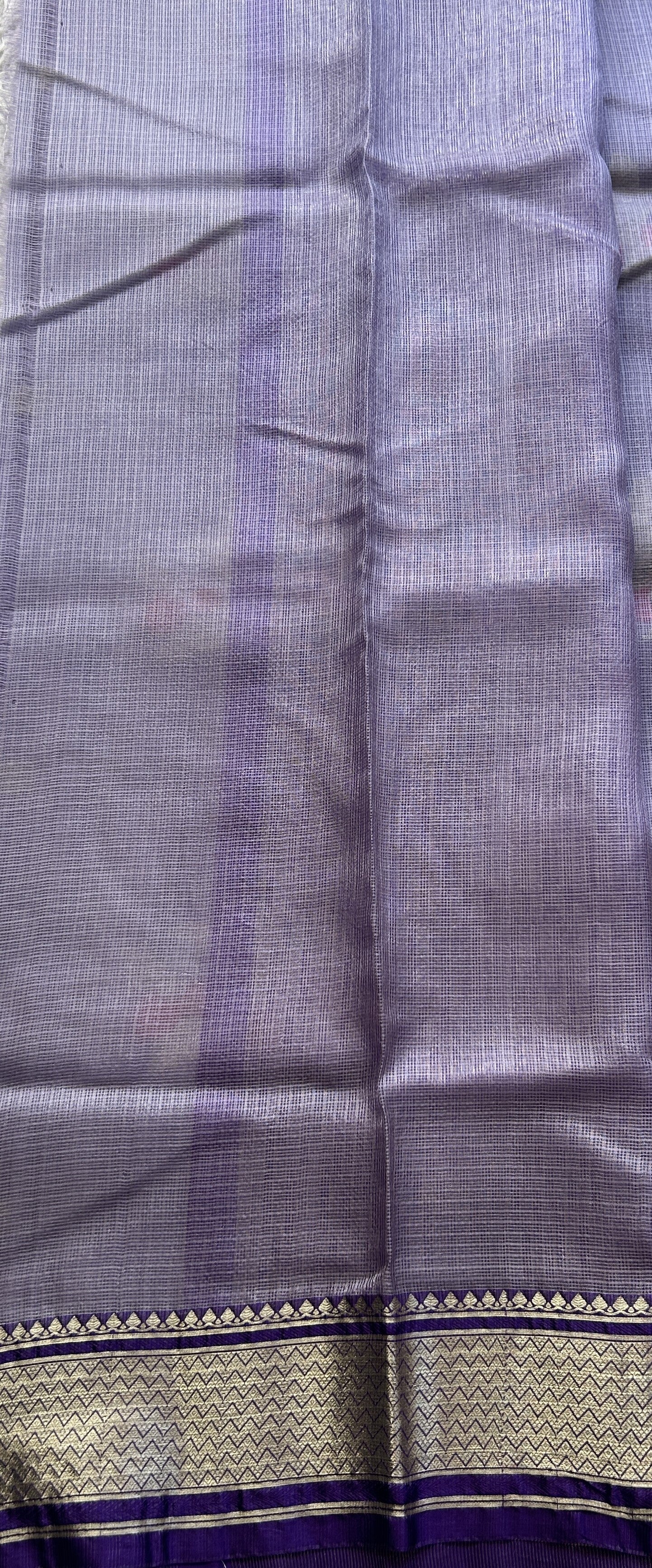 Silk kota Saree Lavender colored Elegantly Paired with a Zari Border. - Sampradaya Designer Studio