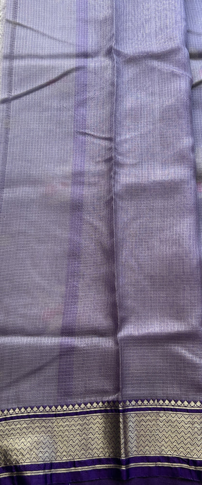 Silk kota Saree Lavender colored Elegantly Paired with a Zari Border. - Sampradaya Designer Studio