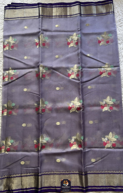 Silk kota Saree Lavender colored Elegantly Paired with a Zari Border. - Sampradaya Designer Studio