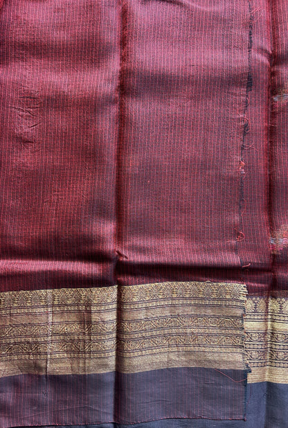 Silk Kota Saree Maroon Colored Elegantly Paired with a Gold Zari Border. - Sampradaya Designer Studio