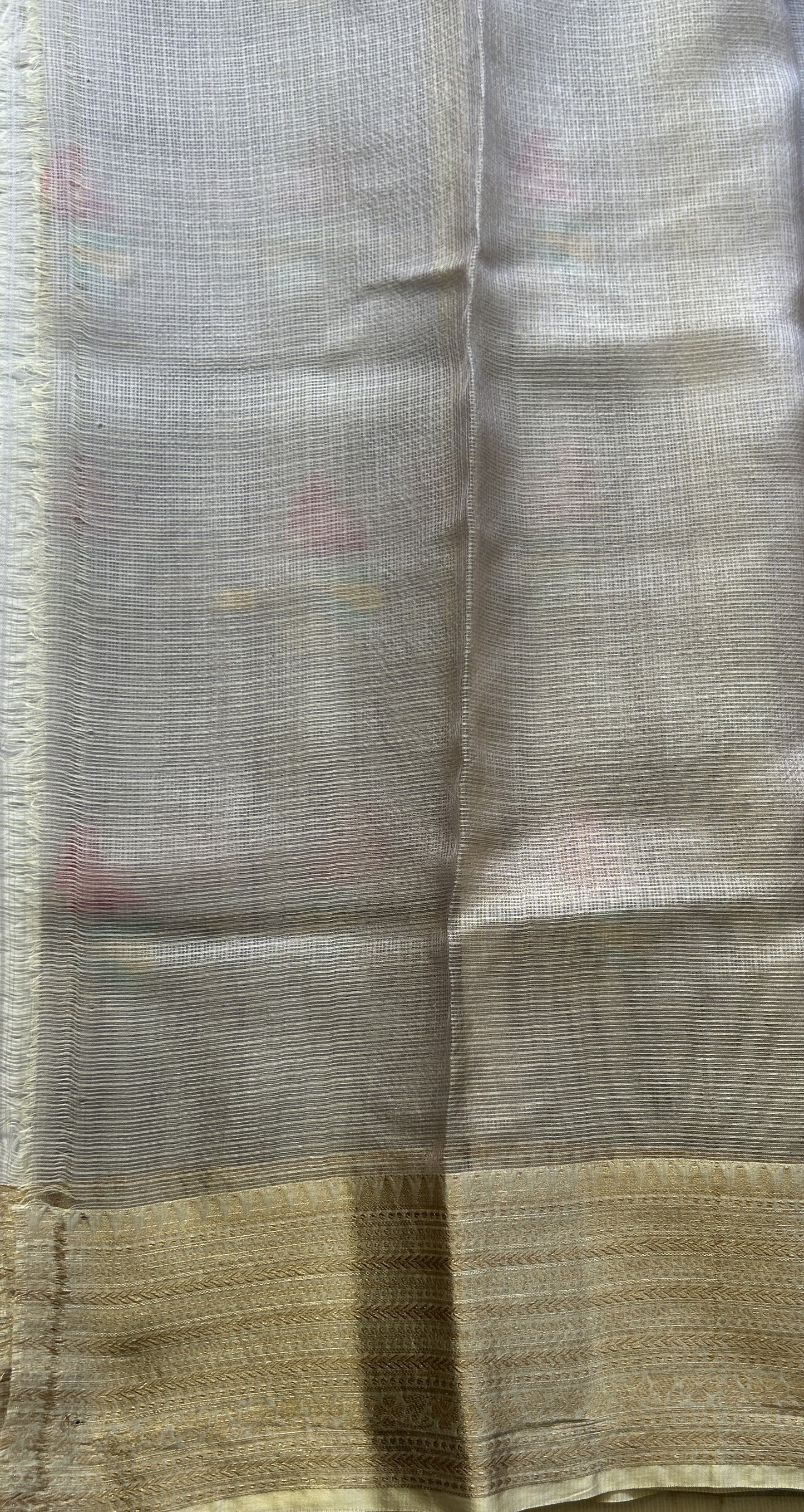 Silk kota Saree Light Gray colored Elegantly Paired with a Zari Border. - Sampradaya Designer Studio