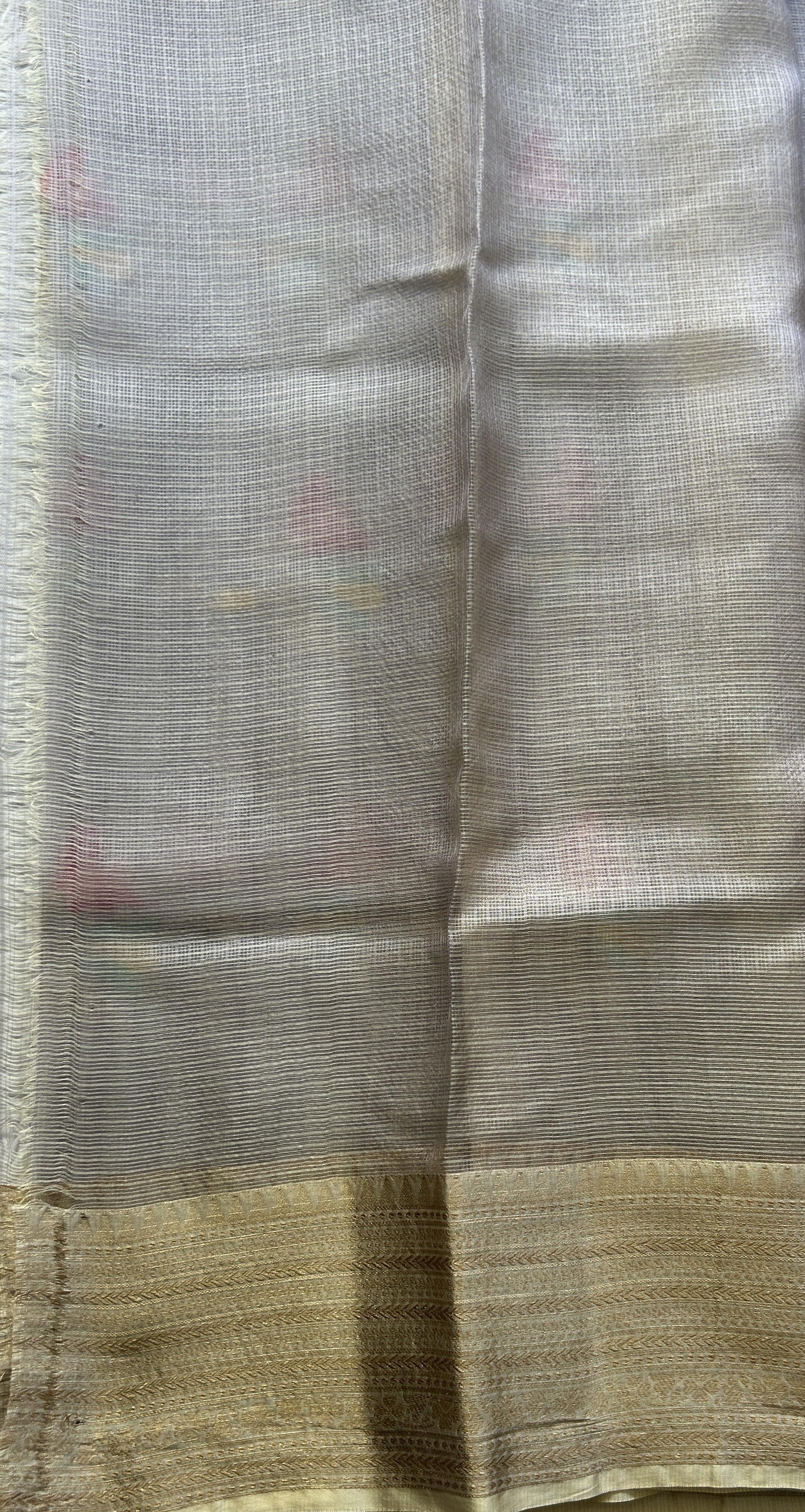 Silk kota Saree Light Gray colored Elegantly Paired with a Zari Border. - Sampradaya Designer Studio