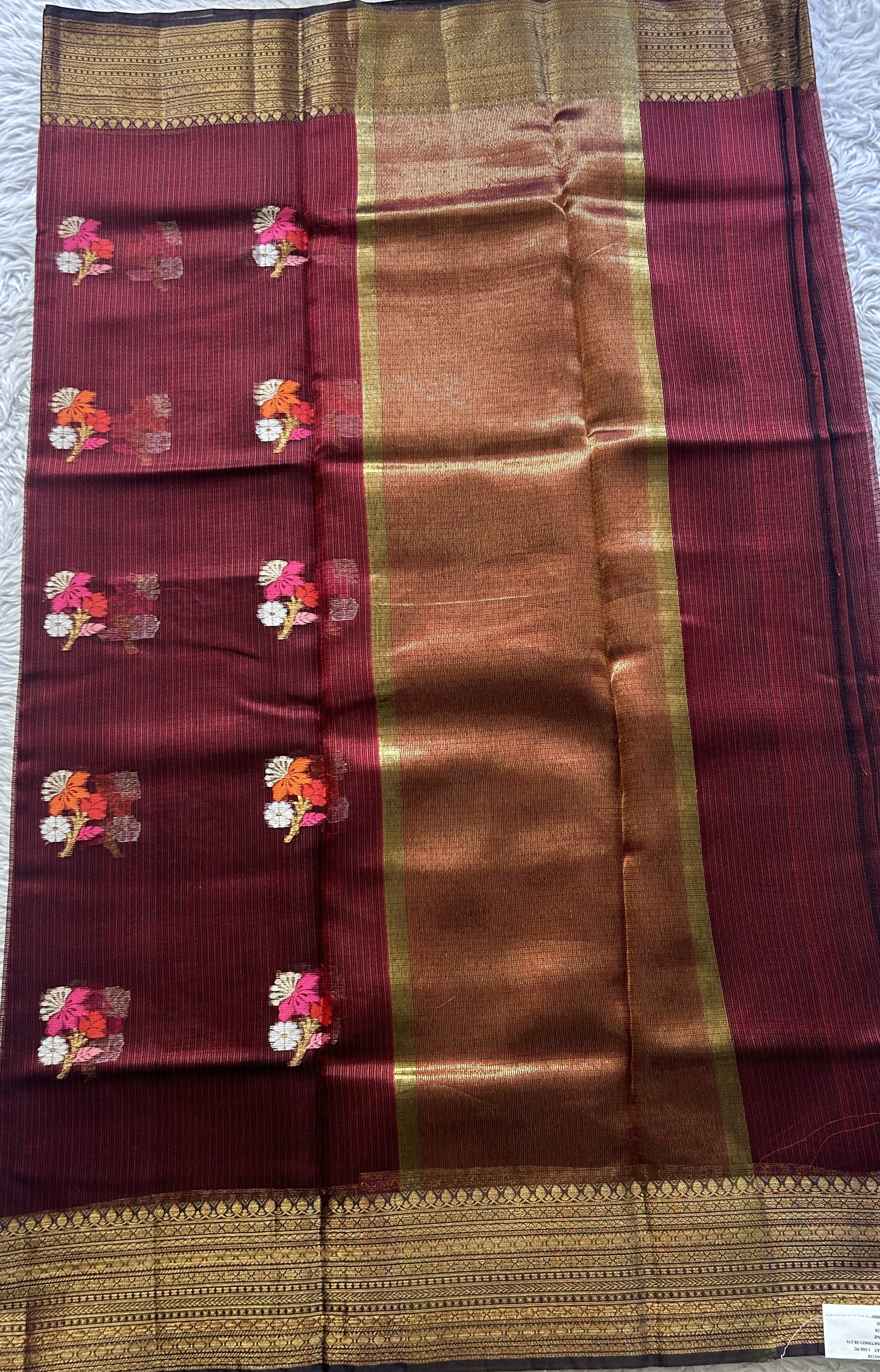 Silk kota Saree Maroon colored Elegantly Paired with a Zari Border. - Sampradaya Designer Studio