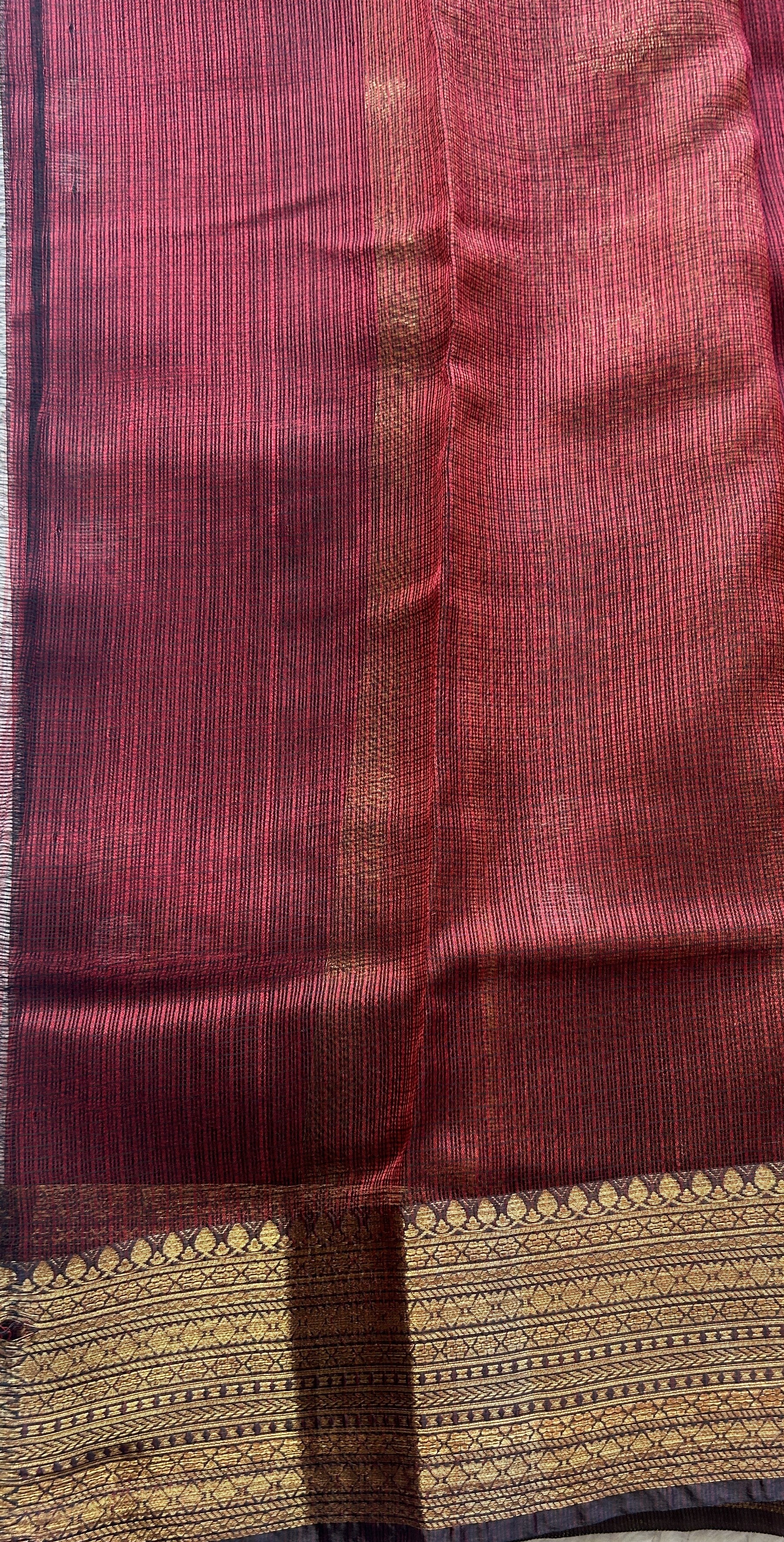 Silk kota Saree Maroon colored Elegantly Paired with a Zari Border. - Sampradaya Designer Studio