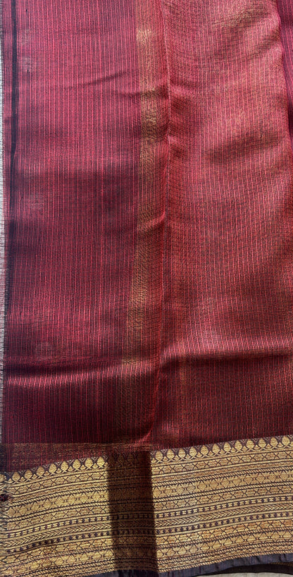 Silk kota Saree Maroon colored Elegantly Paired with a Zari Border. - Sampradaya Designer Studio