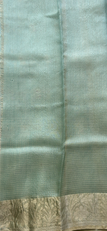 Silk kota Saree Aqua Green colored Elegantly Paired with a Zari Border. - Sampradaya Designer Studio