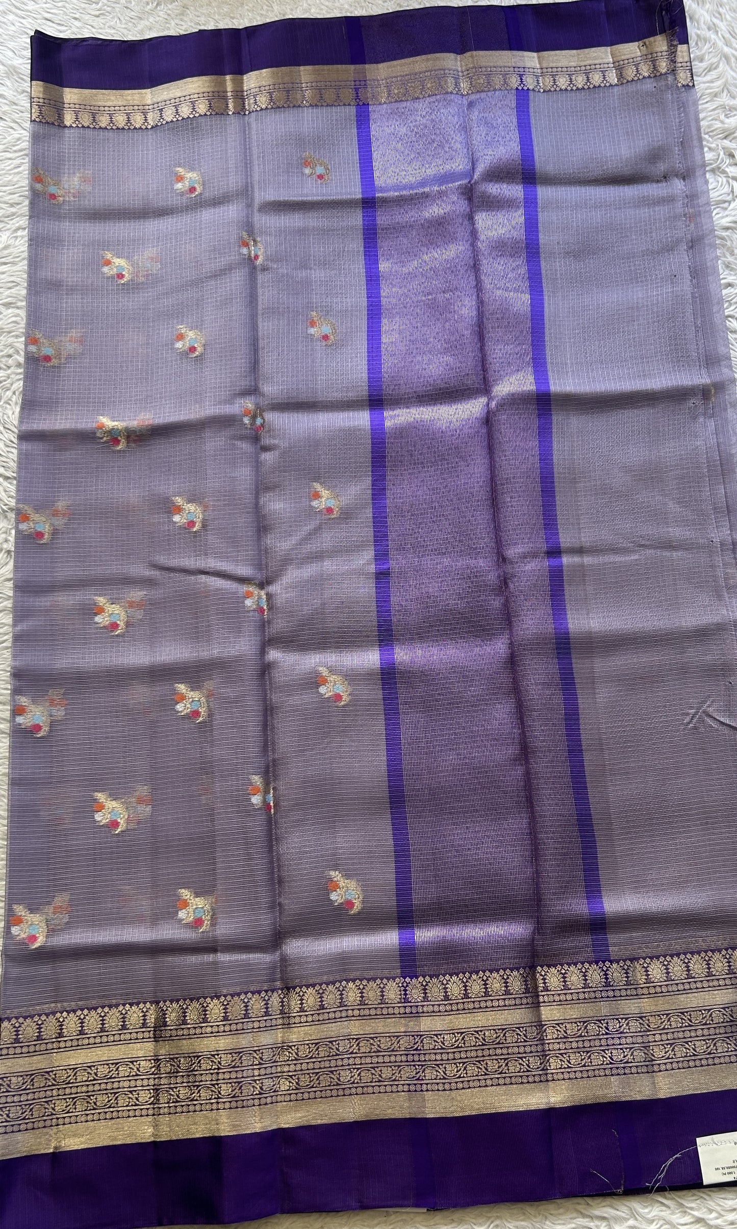 Silk kota Saree Lilac colored Elegantly Paired with a Zari Border. - Sampradaya Designer Studio