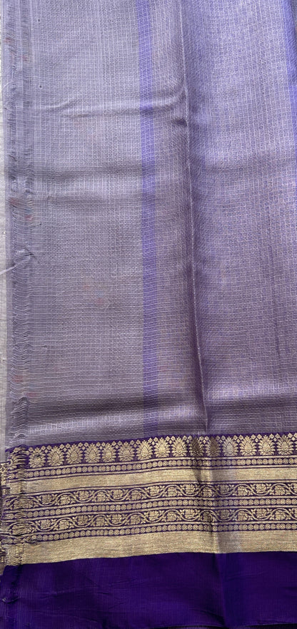 Silk kota Saree Lilac colored Elegantly Paired with a Zari Border. - Sampradaya Designer Studio