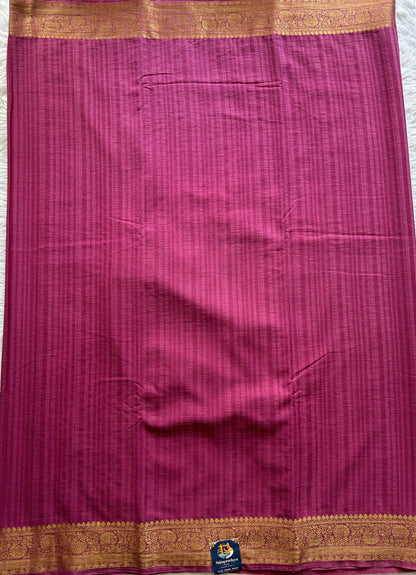 Chiffon Fancy Saree Dark Pink Colored Complemented with a Zari Border. - Sampradaya Designer Studio