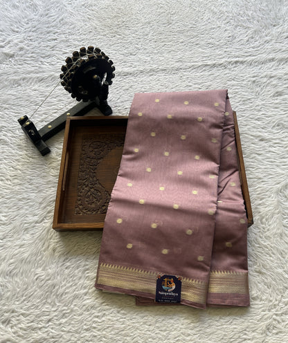 Maheshwari Chanderi Cotton Saree Lavender Colored Elegantly Paired with a Zari Border. - Sampradaya Designer Studio