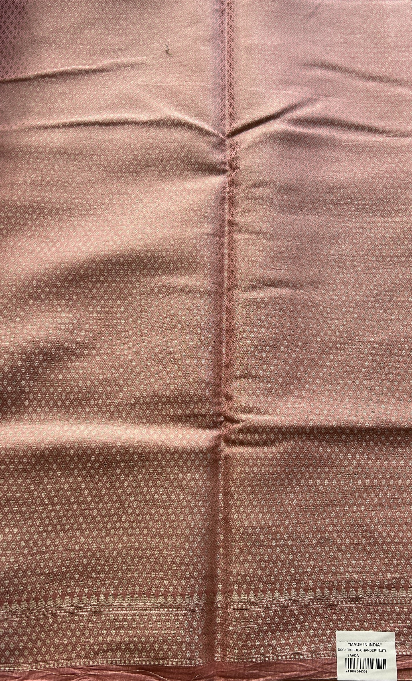 Maheshwari Chanderi Cotton Saree Pale Pink Colored Elegantly Paired with a Zari Border. - Sampradaya Designer Studio