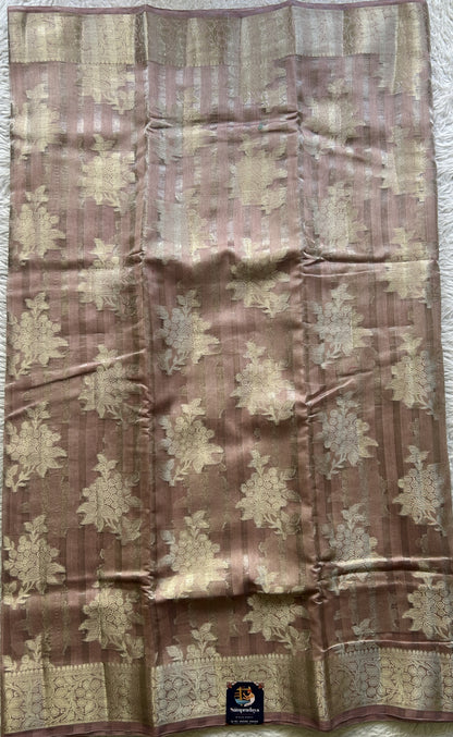 Maheshwari Chanderi Cotton Saree Onion Pink Colored Elegantly Paired with a Zari Border. - Sampradaya Designer Studio