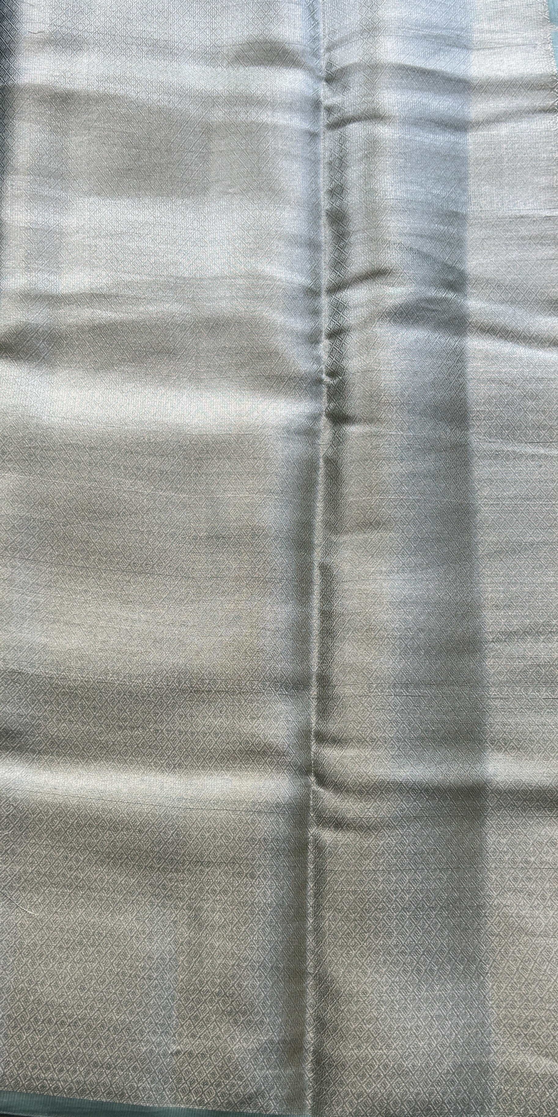 Maheshwari Chanderi Cotton Saree Aqua Green Colored Elegantly Paired with a Zari Border. - Sampradaya Designer Studio