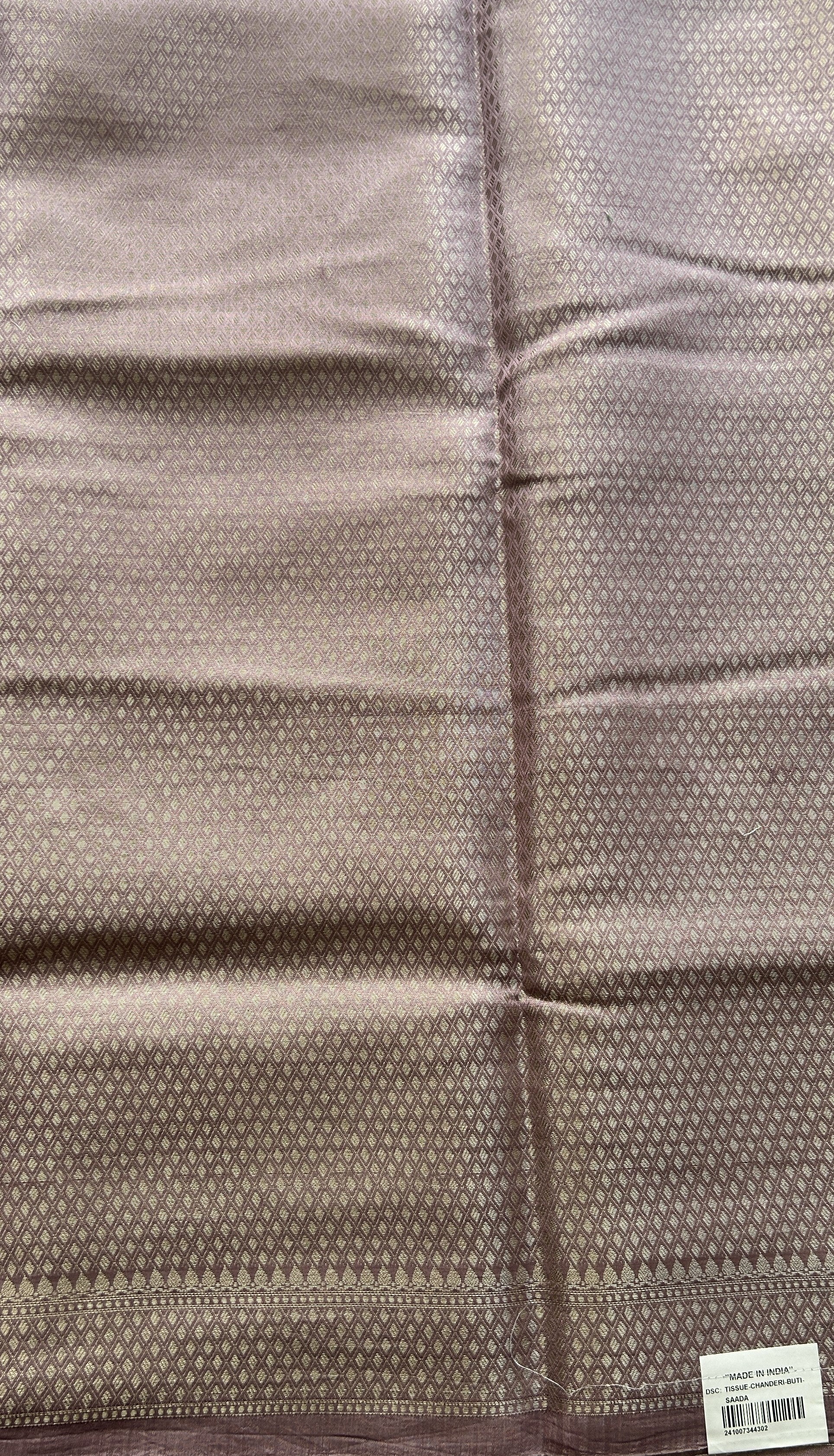 Maheshwari Chanderi Cotton Saree Dark Lavender Colored Elegantly Paired with a Zari Border. - Sampradaya Designer Studio