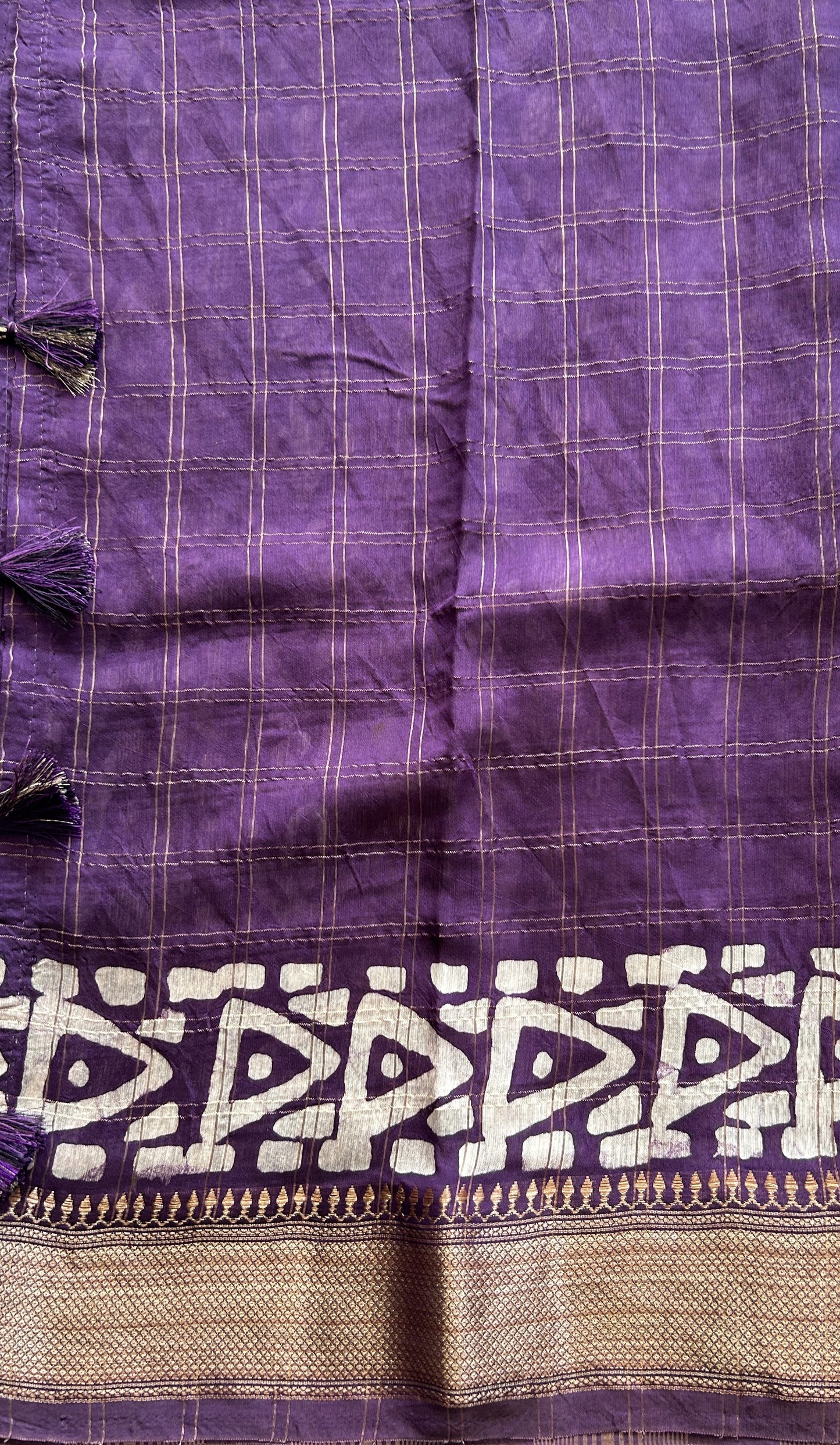 Dola Crepe Saree Purple Colored Complemented with a Zari Border. - Sampradaya Designer Studio