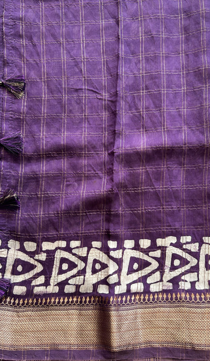Dola Crepe Saree Purple Colored Complemented with a Zari Border. - Sampradaya Designer Studio
