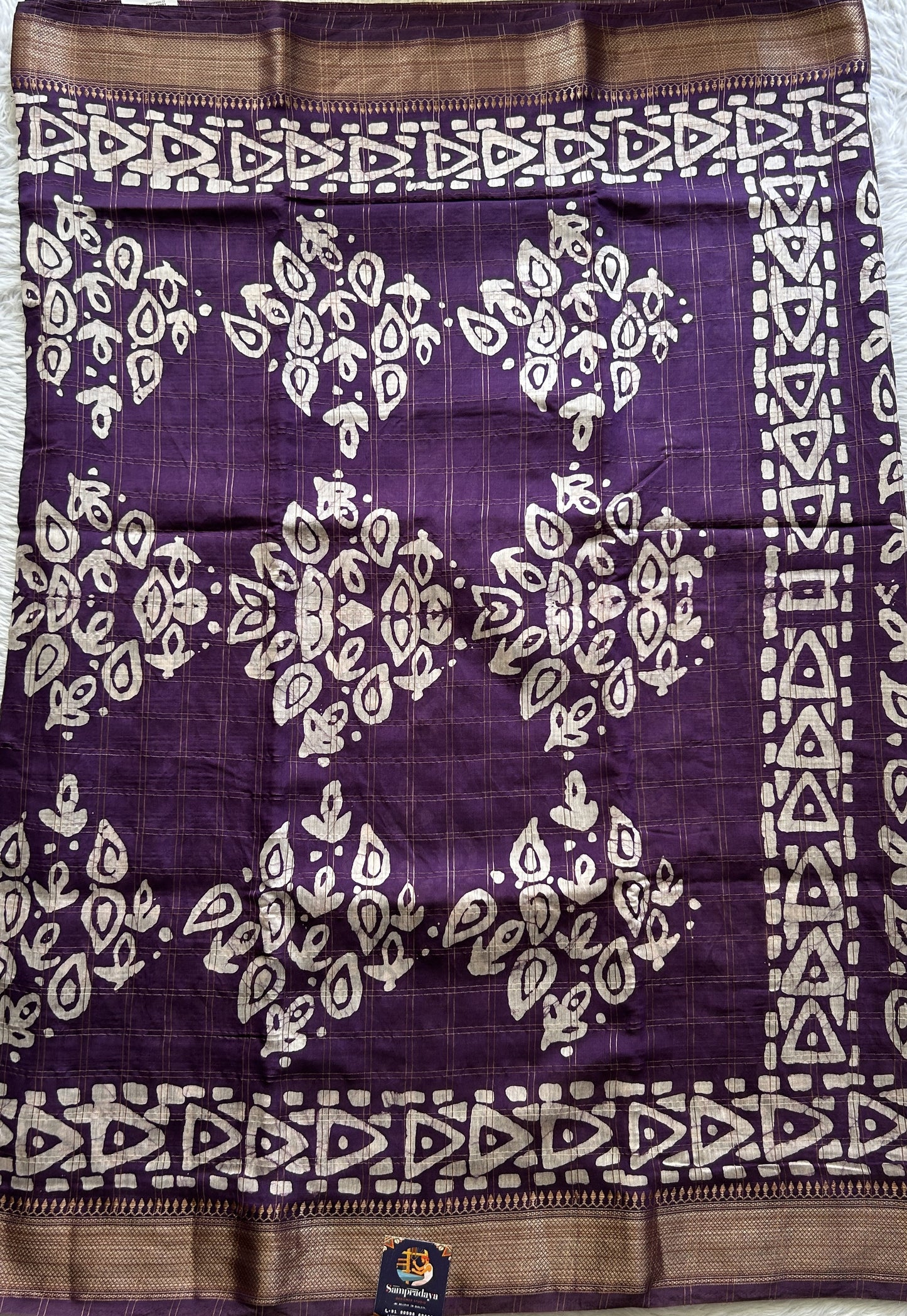 Dola Crepe Saree Purple Colored Complemented with a Zari Border. - Sampradaya Designer Studio