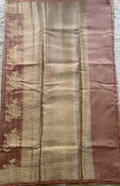 Maheshwari Chanderi Cotton Saree Light Pink Colored Elegantly Paired with a Zari Border. - Sampradaya Designer Studio