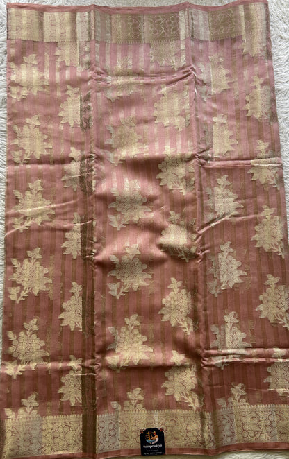 Maheshwari Chanderi Cotton Saree Light Pink Colored Elegantly Paired with a Zari Border. - Sampradaya Designer Studio