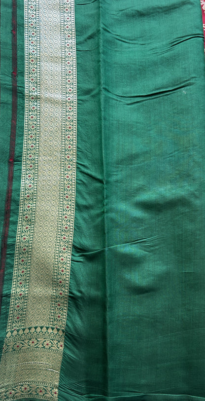 Chiniya Silk Allover Saree Red Colored Elegantly Paired with a Zari Border. - Sampradaya Designer Studio