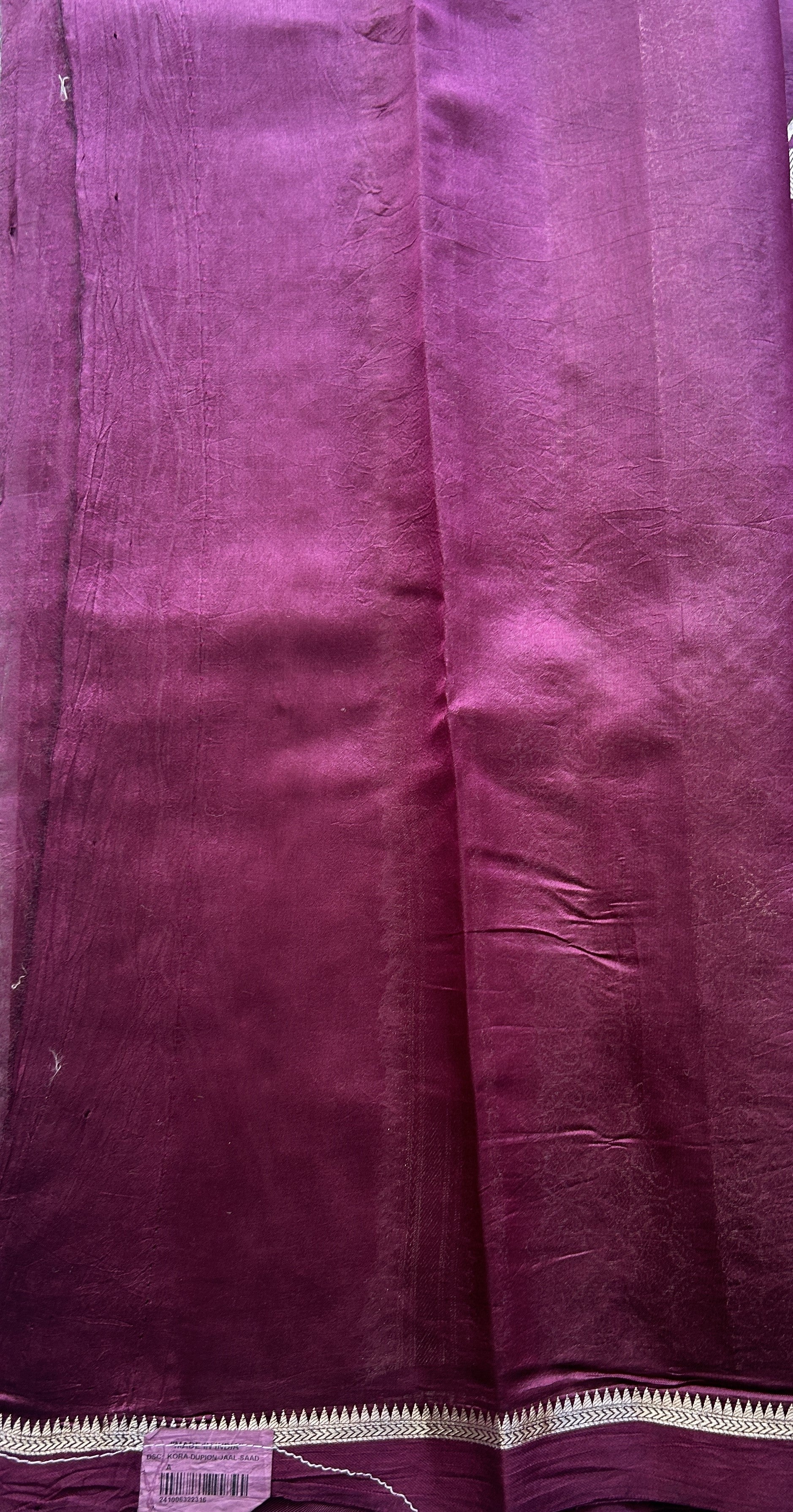 Chiniya Silk Saree Purple Colored Elegantly Paired with a Zari Border. - Sampradaya Designer Studio