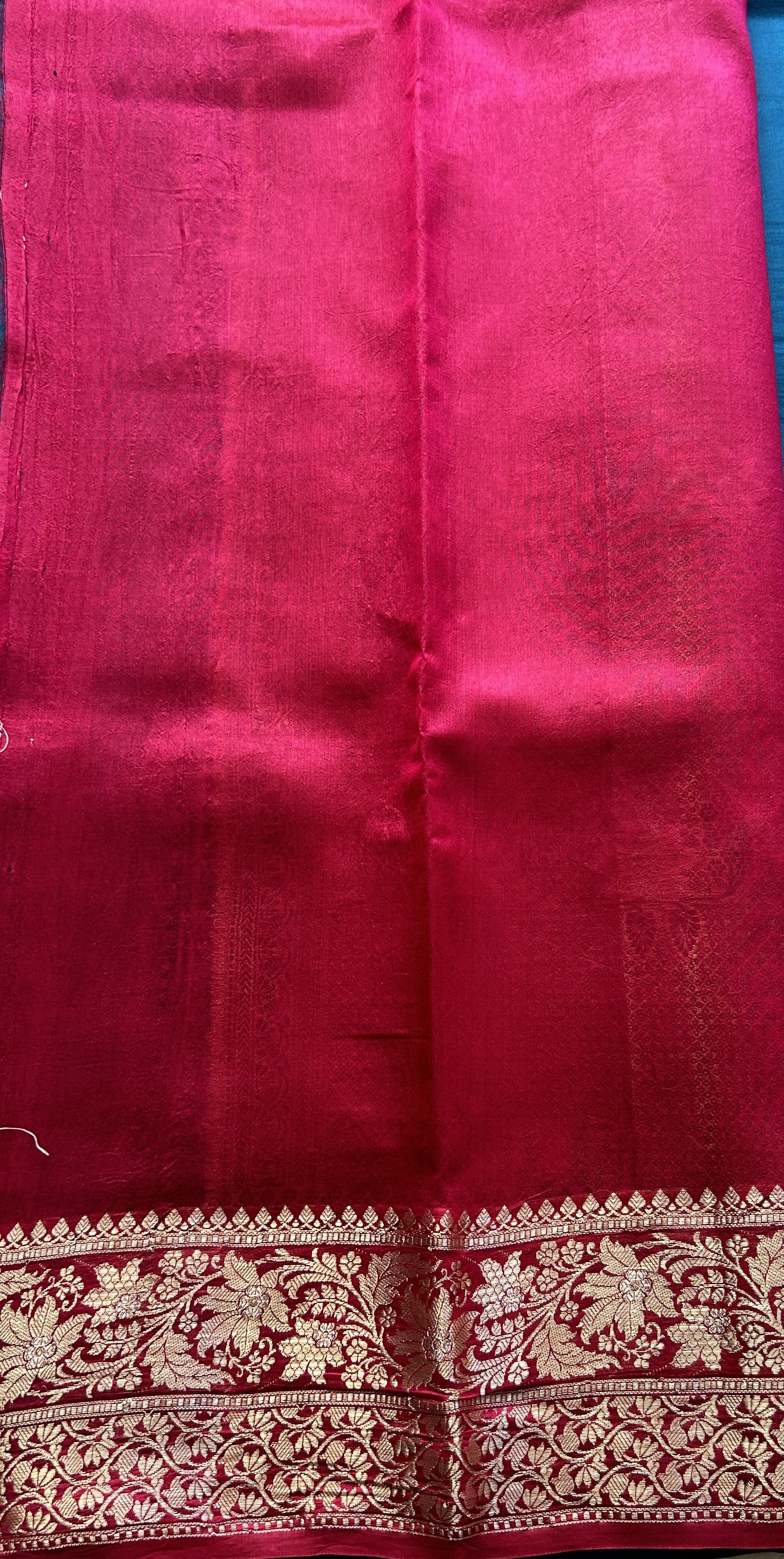 Chiniya Silk Saree Royal Blue Colored Elegantly Paired with a Zari Border. - Sampradaya Designer Studio