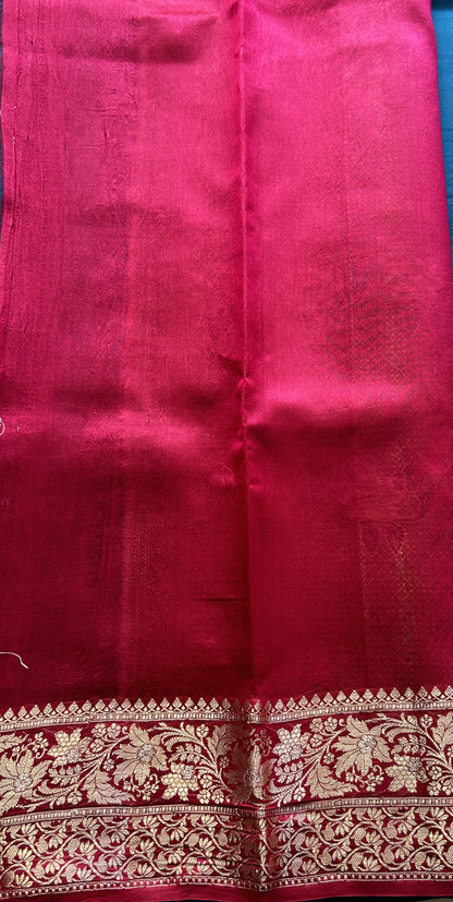 Chiniya Silk Saree Royal Blue Colored Elegantly Paired with a Zari Border. - Sampradaya Designer Studio
