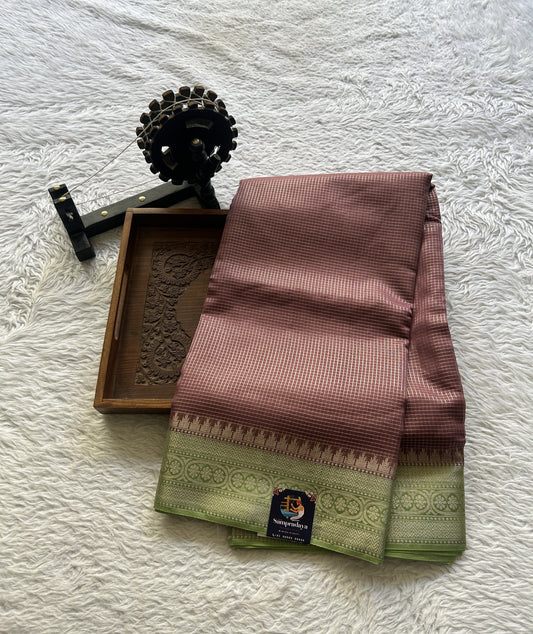 Viscose Georgette Saree Dark Onion Pink Colored Complemented with a Zari Border. - Sampradaya Designer Studio