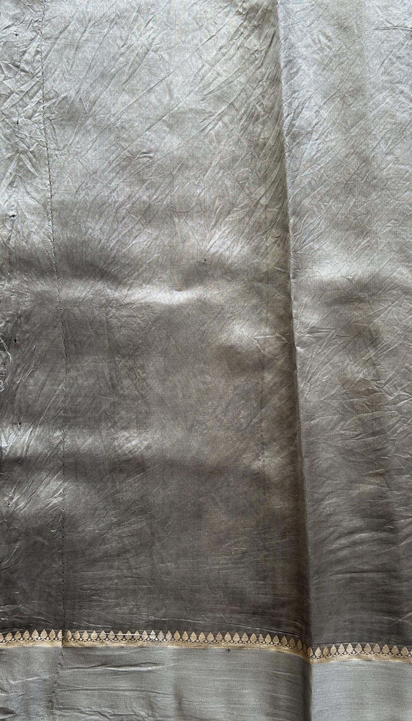 Dupion Silk Saree Gray Colored Complemented with a Plain Border. - Sampradaya Designer Studio