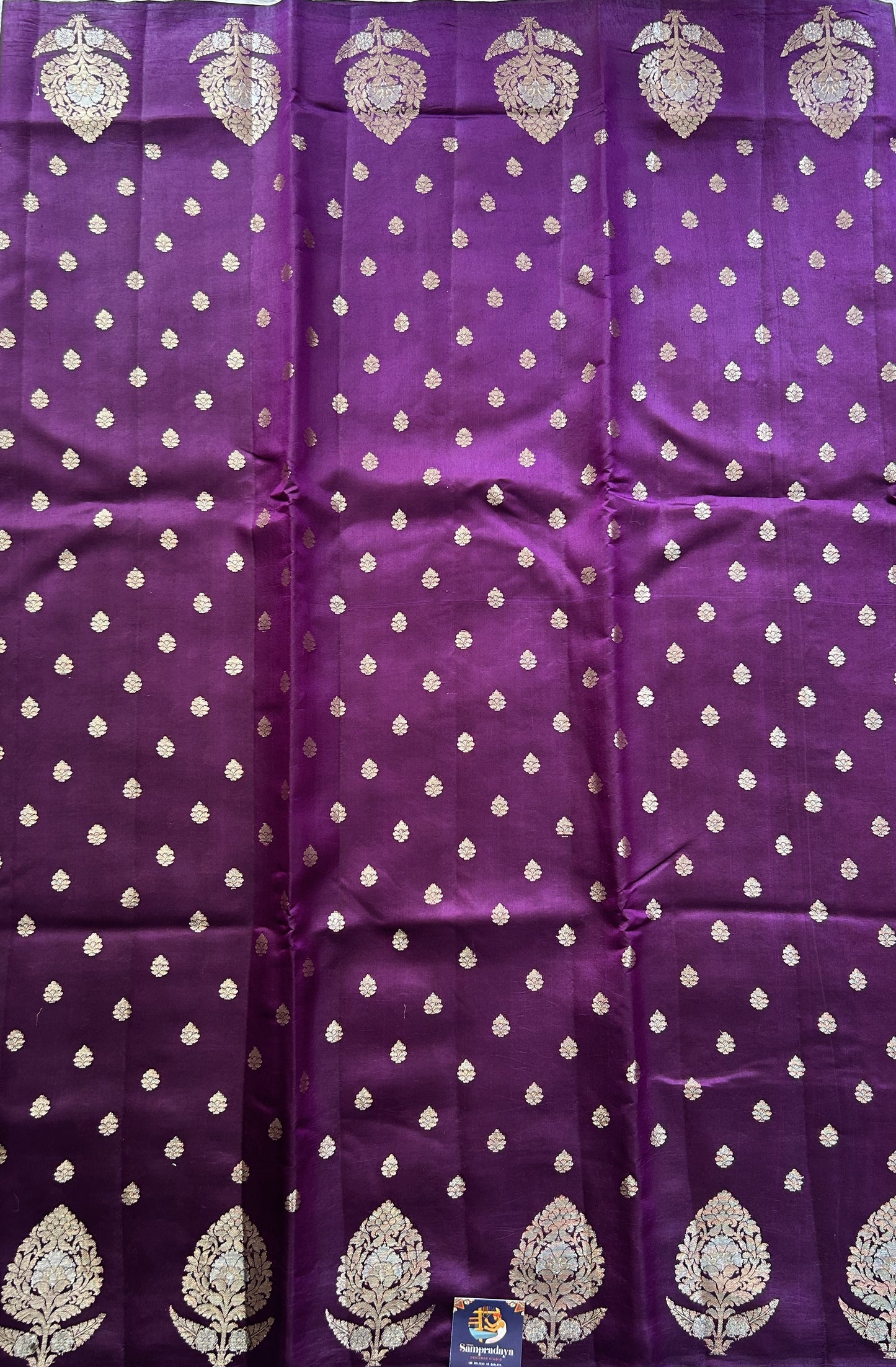 Dupion Silk Saree Purple Colored Complemented with a Buti Border. - Sampradaya Designer Studio