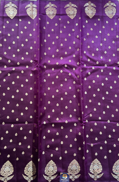 Dupion Silk Saree Purple Colored Complemented with a Buti Border. - Sampradaya Designer Studio