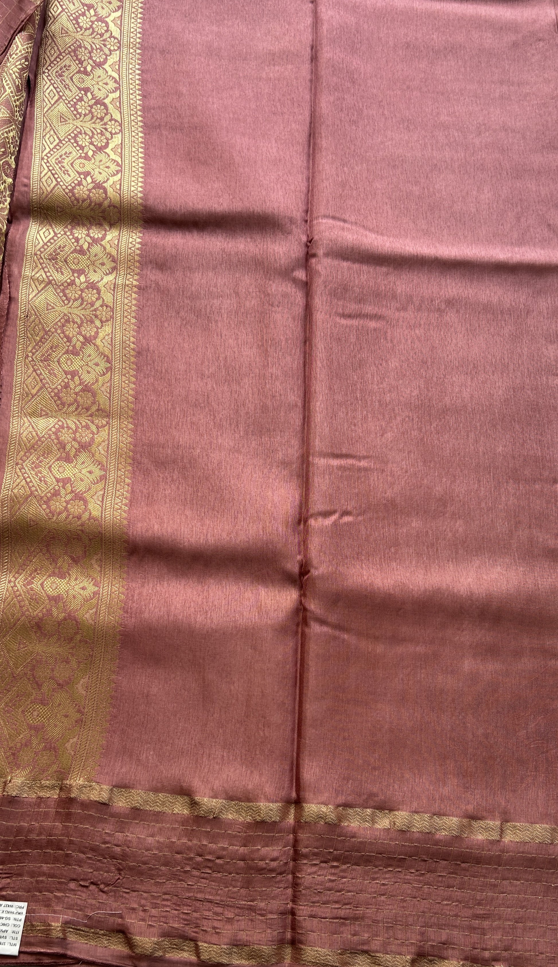 Satin Georgette Saree Rose Pink Colored Elegantly Paired with a Zari Border. - Sampradaya Designer Studio