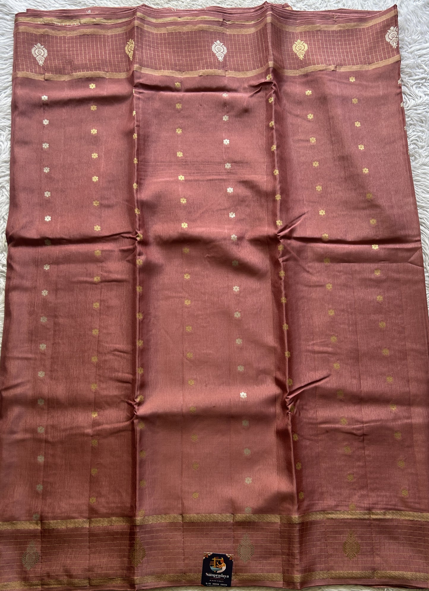 Satin Georgette Saree Rose Pink Colored Elegantly Paired with a Zari Border. - Sampradaya Designer Studio