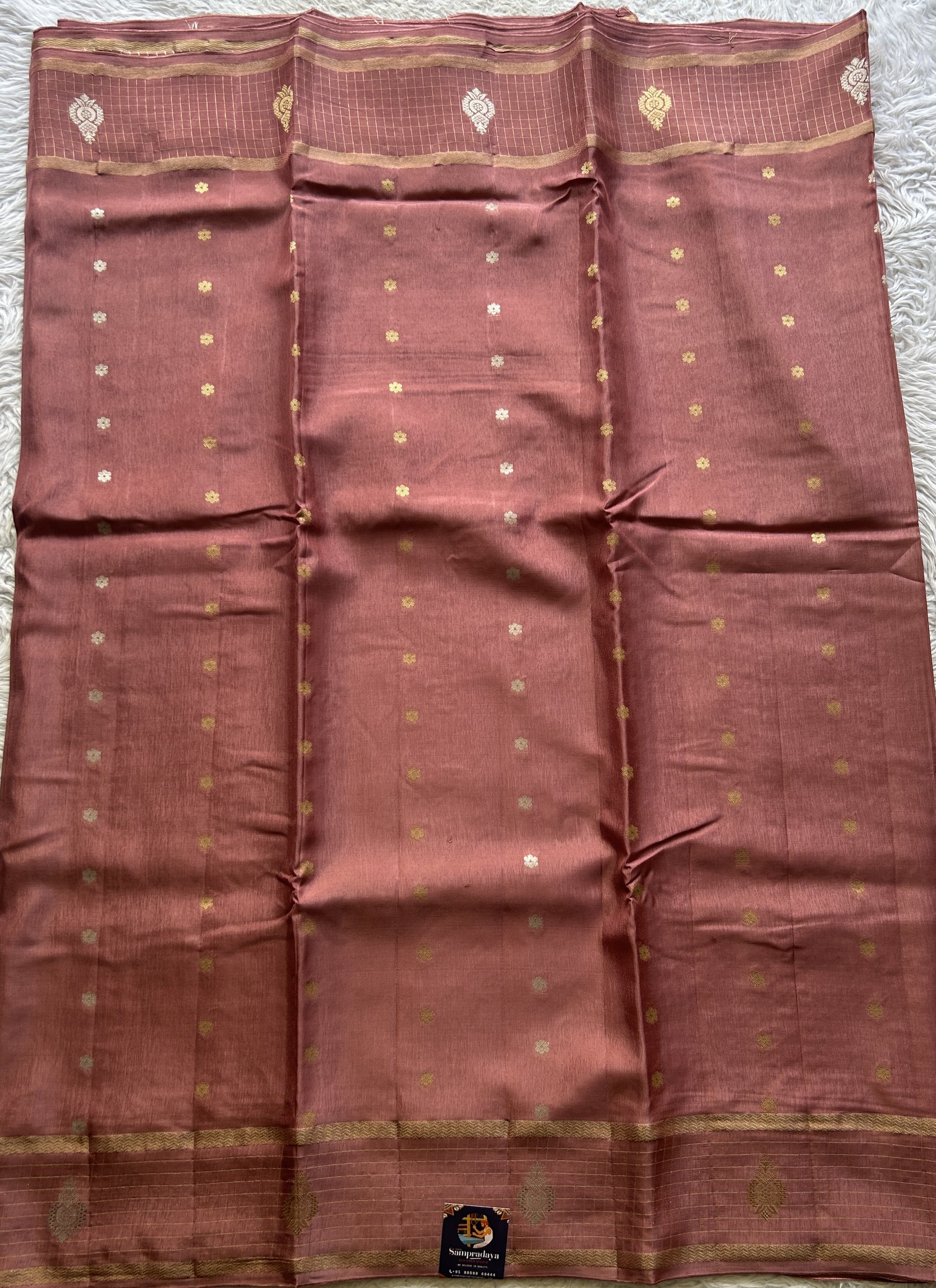 Satin Georgette Saree Rose Pink Colored Elegantly Paired with a Zari Border. - Sampradaya Designer Studio