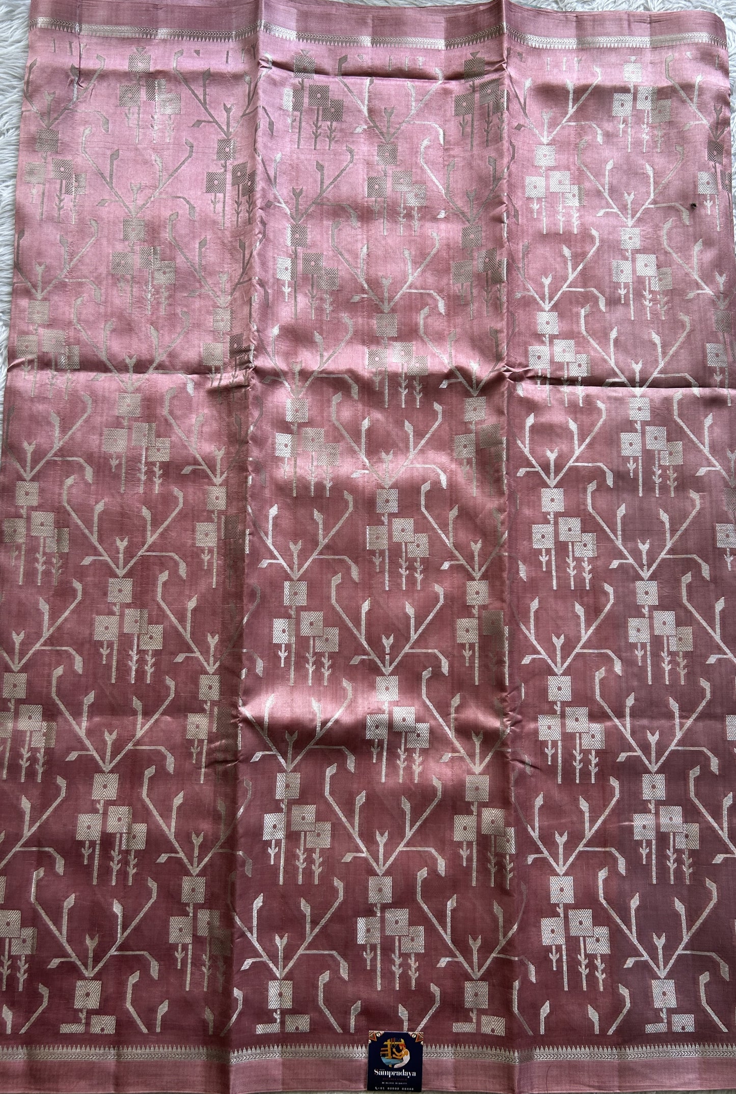 Dupion Silk Saree Light Pink Colored Complemented with a Plain Border. - Sampradaya Designer Studio