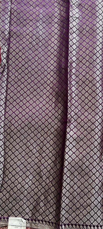 Raw Mango or Pooniya Silk Saree Dark Pink Colored Complemented With a Zari Border - Sampradaya Designer Studio