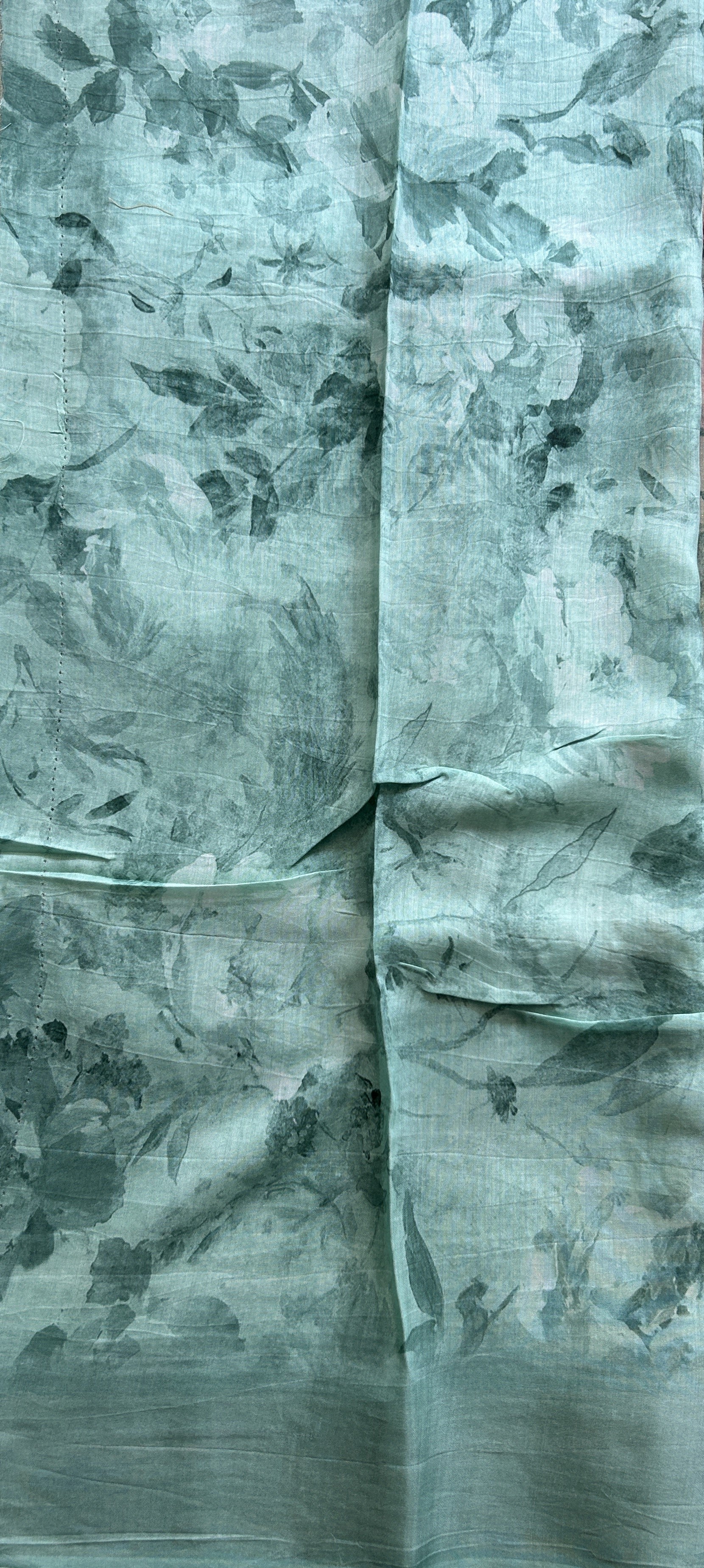 Viscose Tissue Georgette Saree Light Sea Green Colored Complemented with a Zari Border. - Sampradaya Designer Studio