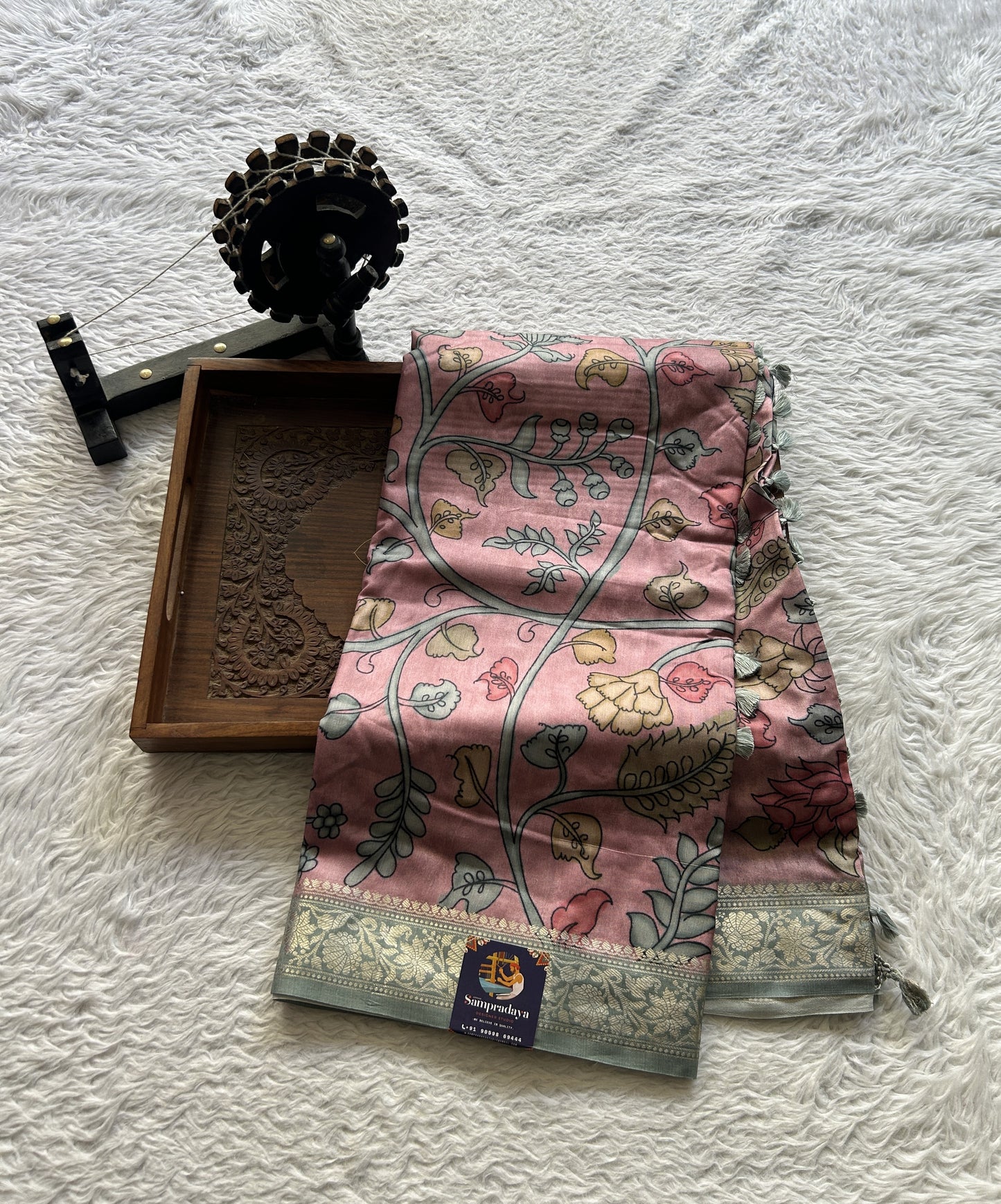 Chiniya Silk Saree Onion Pink Colored Elegantly Paired with a Zari Border. - Sampradaya Designer Studio