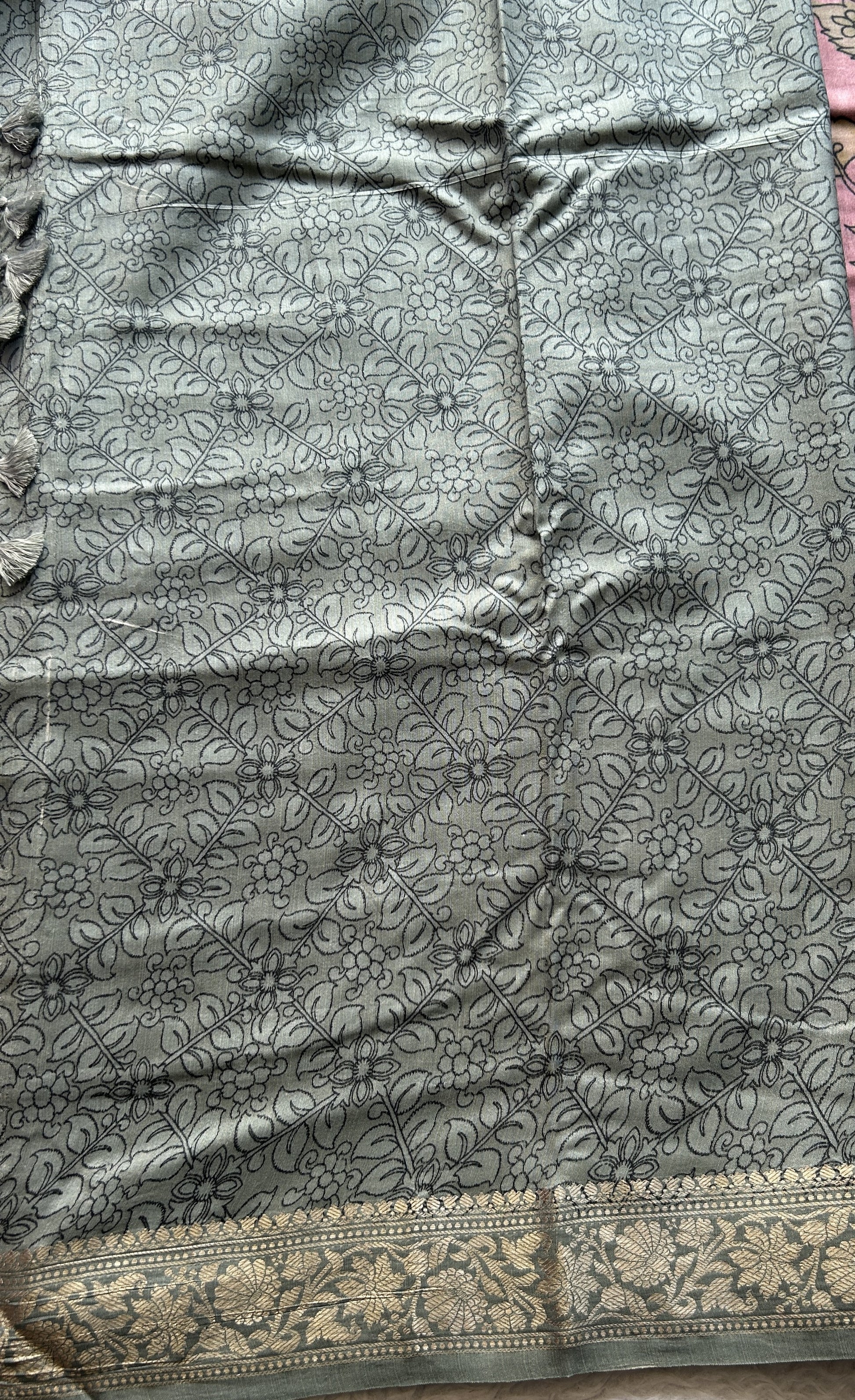 Chiniya Silk Saree Onion Pink Colored Elegantly Paired with a Zari Border. - Sampradaya Designer Studio