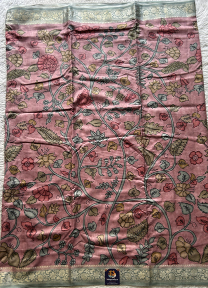 Chiniya Silk Saree Onion Pink Colored Elegantly Paired with a Zari Border. - Sampradaya Designer Studio