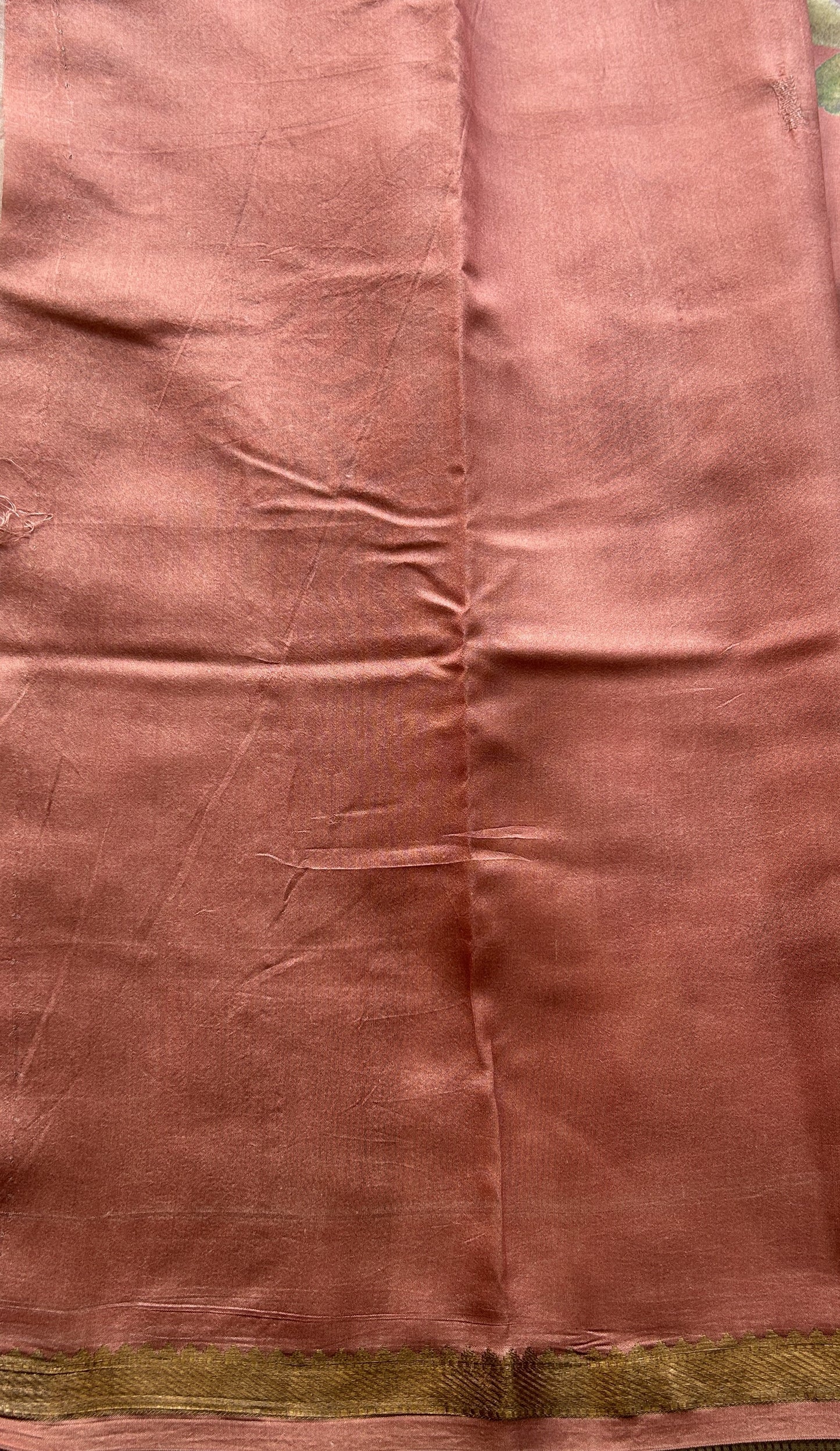 Chiniya Silk Saree Peachy Pink Colored Elegantly Paired with a Zari Border. - Sampradaya Designer Studio