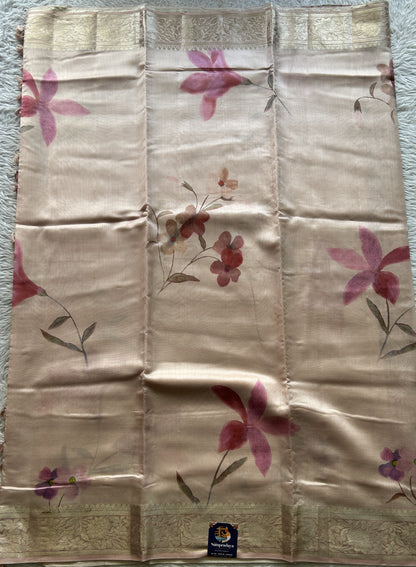 Chiniya Silk Saree Toffee Peach Colored Elegantly Paired with a Zari Border. - Sampradaya Designer Studio