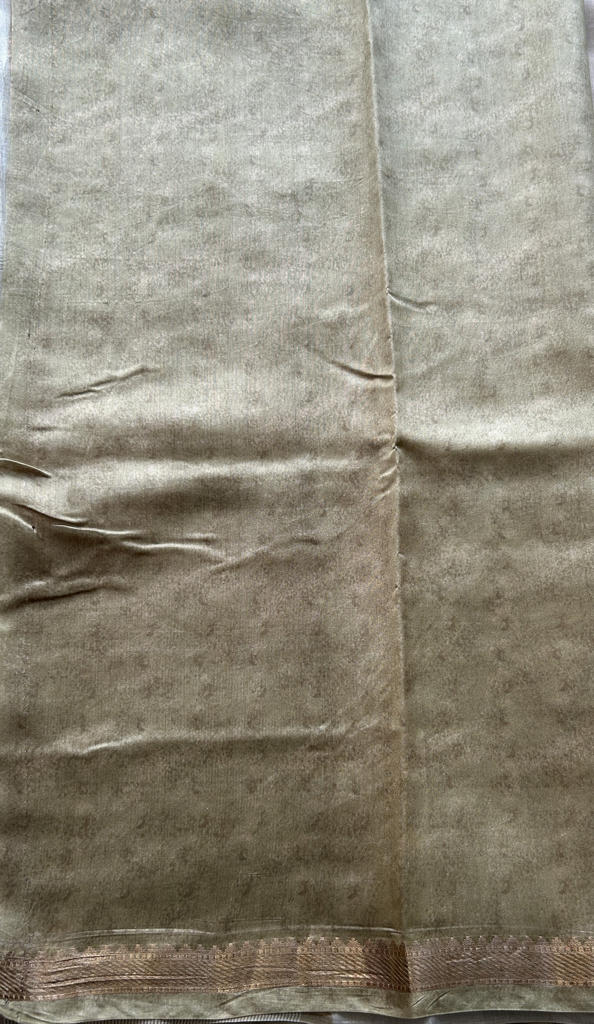 Chiniya Silk Saree Cream Colored Elegantly Paired with a Zari Border. - Sampradaya Designer Studio