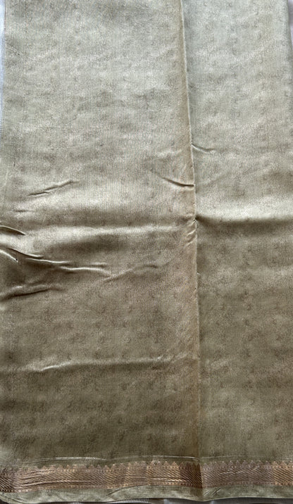 Chiniya Silk Saree Cream Colored Elegantly Paired with a Zari Border. - Sampradaya Designer Studio
