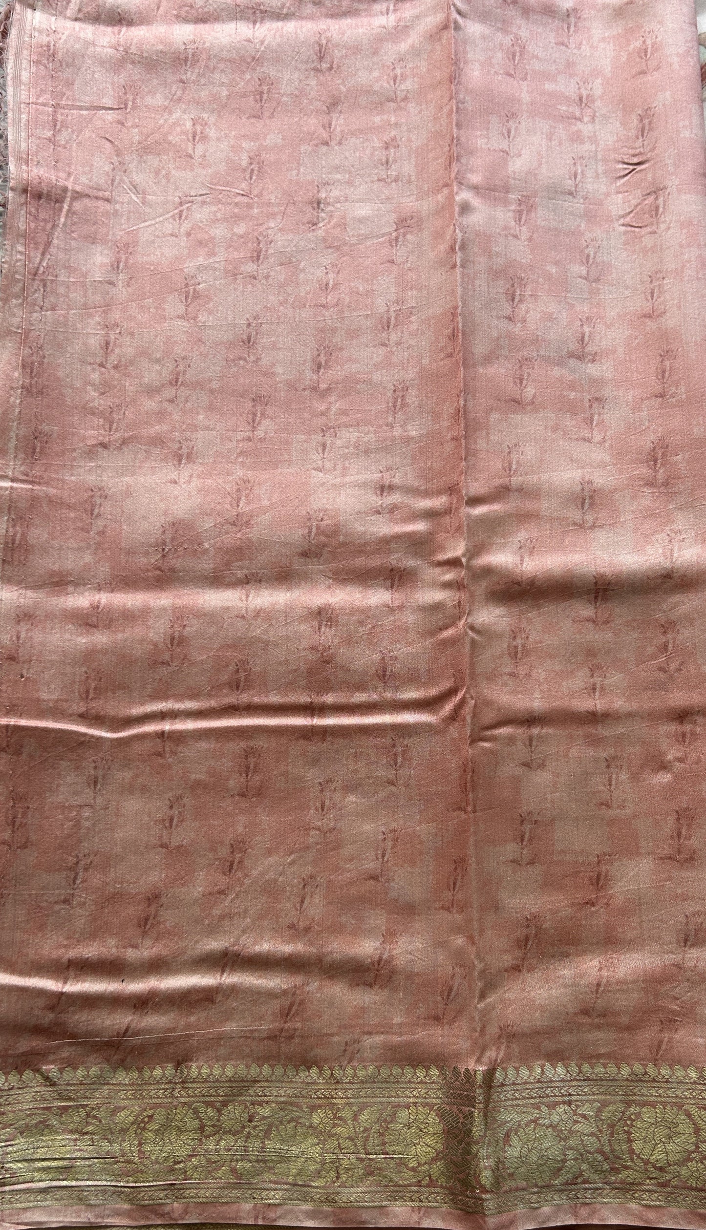 Chiniya Silk Saree Very Light Pink Colored Elegantly Paired with a Zari Border. - Sampradaya Designer Studio