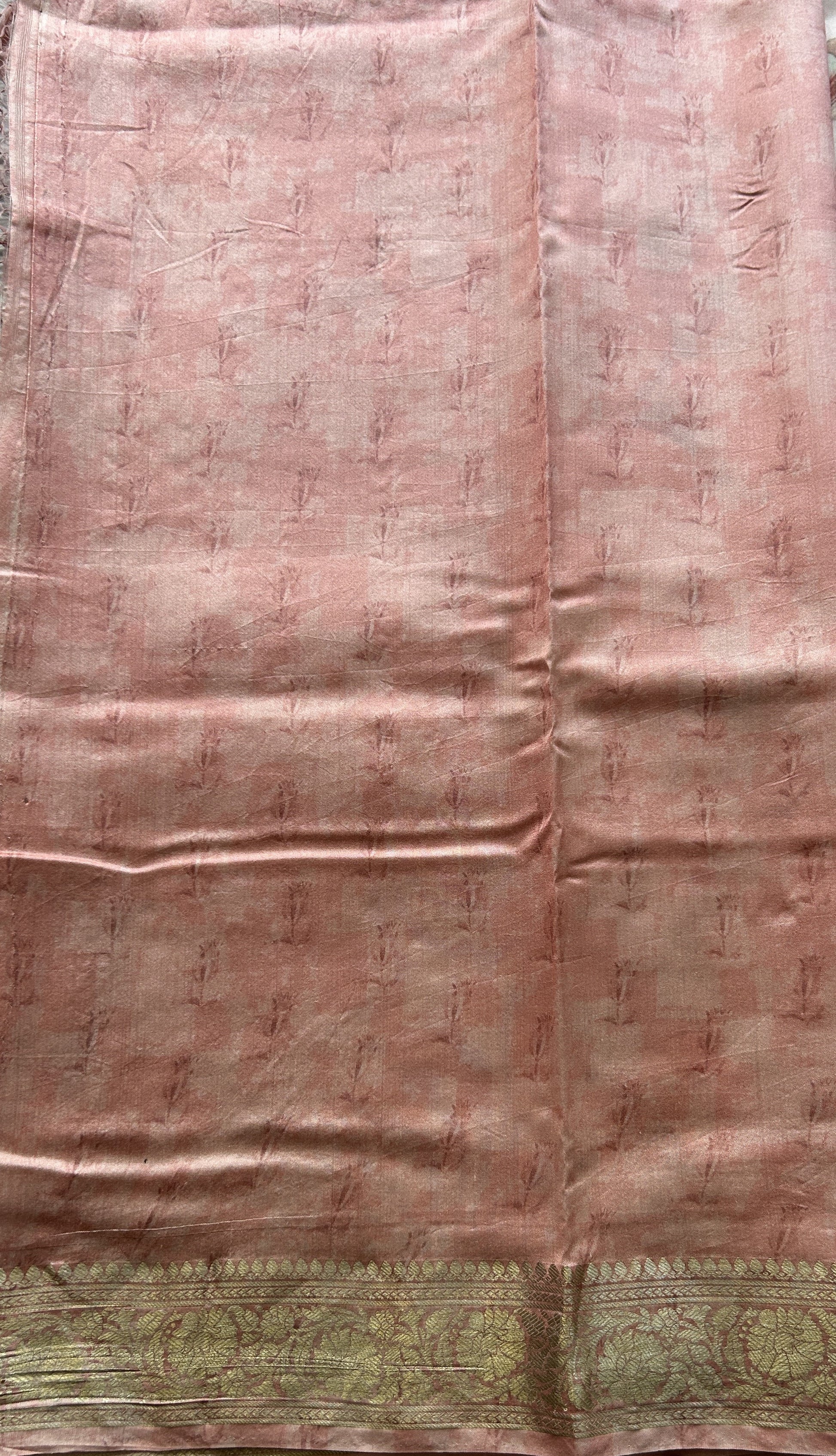 Chiniya Silk Saree Very Light Pink Colored Elegantly Paired with a Zari Border. - Sampradaya Designer Studio