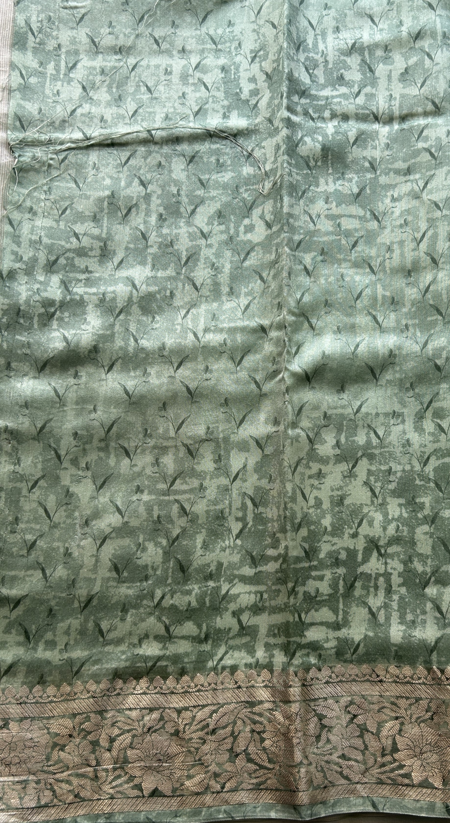 Chiniya Silk Saree Aqua Green Colored Elegantly Paired with a Zari Border. - Sampradaya Designer Studio