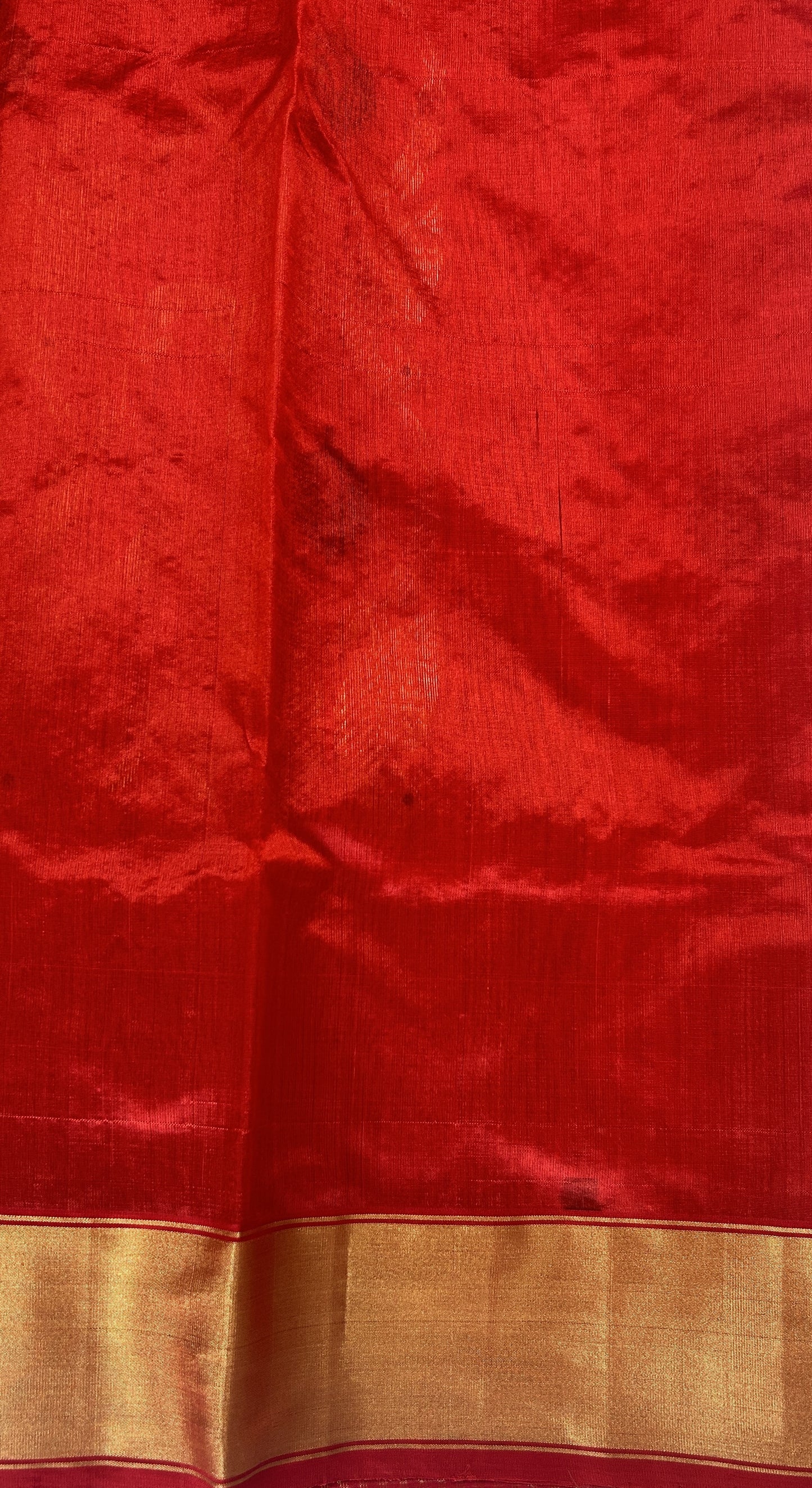 Chanderi Pattu Saree Red colored saree complemented with a Gold Zari Weaving border - Sampradaya Designer Studio