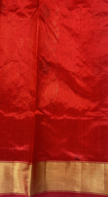 Chanderi Pattu Saree Red colored saree complemented with a Gold Zari Weaving border - Sampradaya Designer Studio