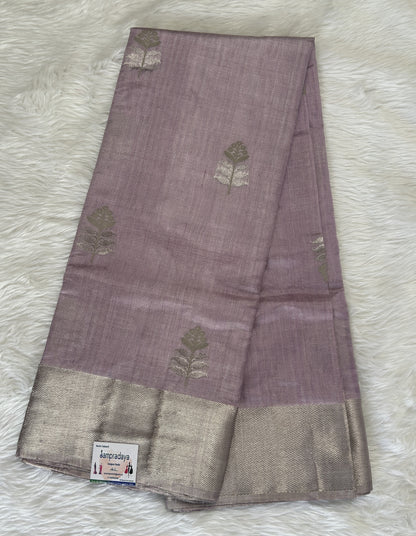 Chanderi Pattu Saree light purple colored saree complemented with a Silver Zari Weaving border - Sampradaya Designer Studio